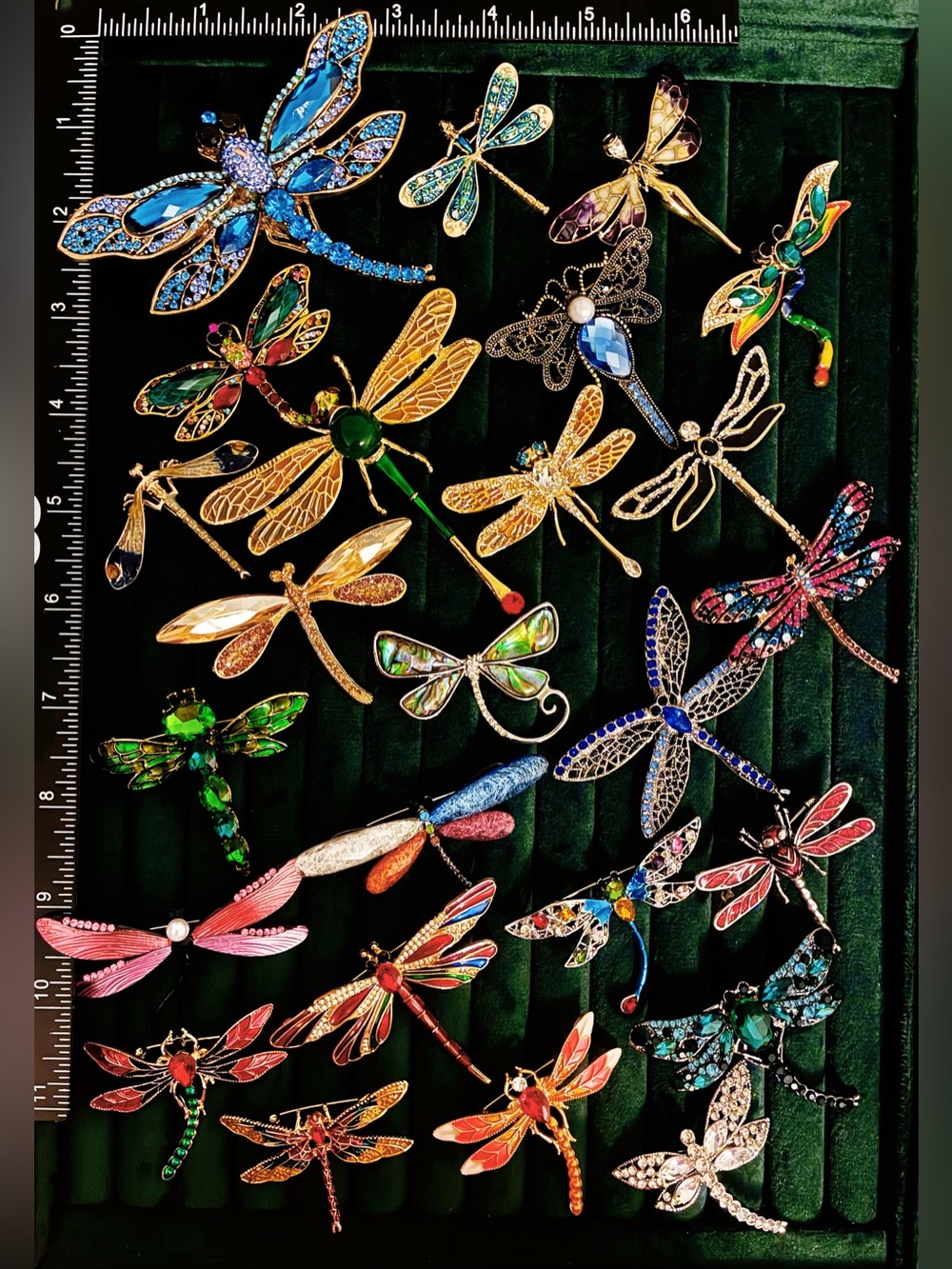 Bulk Lot 25 Dragonfly Brooches Pins Assorted Colorful Rhinestone Enamel Jewelry